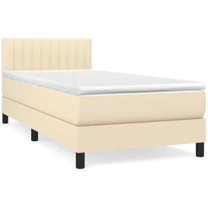 vidaXL Sommier à lattes de lit avec matelas crème 120x190 cm tissu pas cher