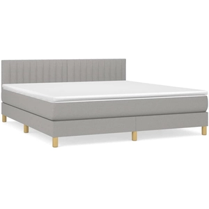 vidaXL Sommier à lattes de lit et matelas gris clair 120x190 cm tissu pas cher