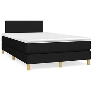 vidaXL Sommier à lattes de lit avec matelas noir 120x190 cm tissu pas cher