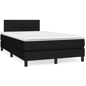 vidaXL Sommier à lattes de lit avec matelas noir 120x190 cm tissu pas cher