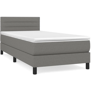 vidaXL Sommier à lattes de lit avec matelas gris foncé 120x190cm tissu pas cher