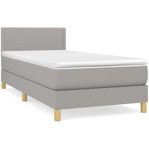vidaXL Sommier à lattes de lit et matelas gris clair 120x190 cm tissu pas cher