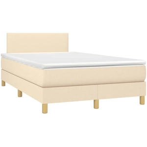 vidaXL Sommier à lattes de lit avec matelas crème 120x190 cm tissu pas cher