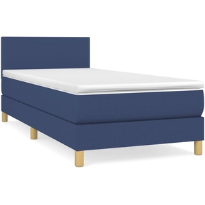 vidaXL Sommier à lattes de lit avec matelas bleu 120x190 cm tissu pas cher