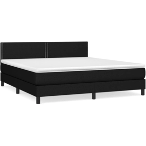 vidaXL Sommier à lattes de lit avec matelas noir 120x190 cm tissu pas cher