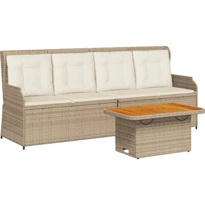 vidaXL Salon de jardin avec coussins 3 pcs beige résine tressée pas cher