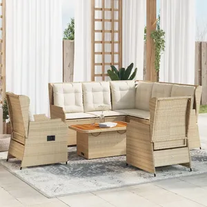vidaXL Salon de jardin avec coussins 6 pcs beige résine tressée pas cher