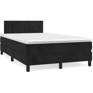 vidaXL Sommier à lattes de lit avec matelas noir 120x190 cm velours pas cher