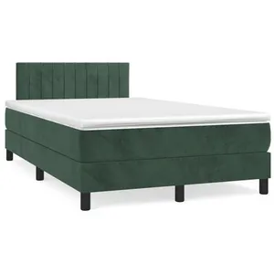 vidaXL Sommier à lattes de lit avec matelas vert foncé 120x190 cm pas cher