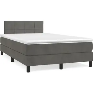 vidaXL Sommier à lattes de lit et matelas gris foncé 120x190cm velours pas cher