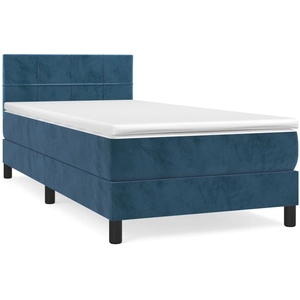 vidaXL Sommier à lattes de lit et matelas bleu foncé 120x190cm velours pas cher