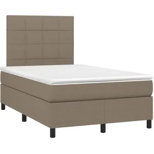 vidaXL Sommier à lattes de lit avec matelas taupe 120x190 cm tissu pas cher