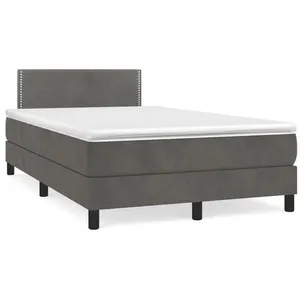 vidaXL Sommier à lattes de lit et matelas gris foncé 120x190cm velours pas cher