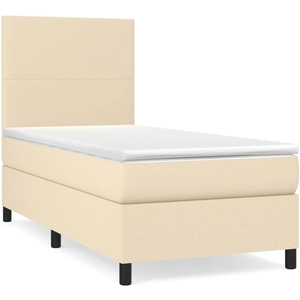 vidaXL Sommier à lattes de lit avec matelas crème 120x190 cm tissu pas cher