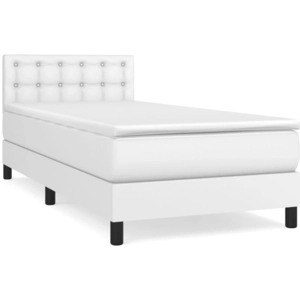 vidaXL Sommier à lattes de lit avec matelas blanc 120x190cm similicuir pas cher