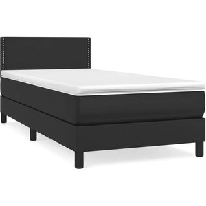 vidaXL Sommier à lattes de lit avec matelas noir 120x190 cm similicuir pas cher
