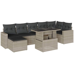 vidaXL Salon de jardin 8 pcs avec coussins gris clair résine tressée pas cher