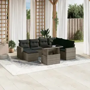 vidaXL Salon de jardin 8 pcs avec coussins gris résine tressée pas cher