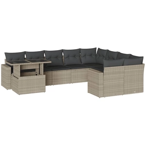 vidaXL Salon de jardin avec coussins 10 pcs gris clair résine tressée pas cher