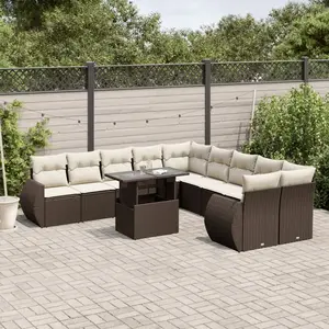 vidaXL - 11-delige - Loungeset - met - kussens - poly - rattan - bruin pas cher