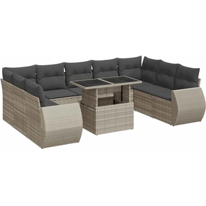 vidaXL Salon de jardin avec coussins 10 pcs gris clair résine tressée pas cher