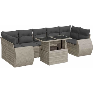 vidaXL Salon de jardin 8 pcs avec coussins gris clair résine tressée pas cher