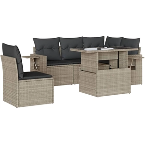 vidaXL Salon de jardin 6 pcs avec coussins gris clair résine tressée pas cher