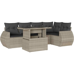 vidaXL Salon de jardin 6 pcs avec coussins gris clair résine tressée pas cher