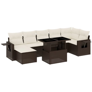 vidaXL Salon de jardin 8 pcs avec coussins marron résine tressée pas cher