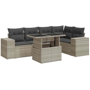 vidaXL Salon de jardin 6 pcs avec coussins gris clair résine tressée pas cher