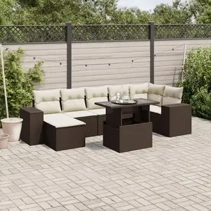 vidaXL - 8-delige - Loungeset - met - kussens - poly - rattan - bruin pas cher