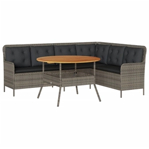 vidaXL Salon de jardin 2 pcs avec coussins Gris Résine tressée pas cher
