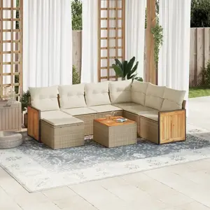 vidaXL Salon de jardin avec coussins 8 pcs beige résine tressée pas cher