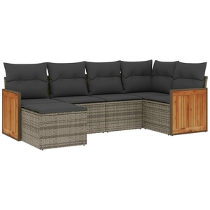 vidaXL Salon de jardin avec coussins 7 pcs gris résine tressée pas cher