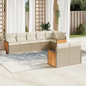 vidaXL Salon de jardin avec coussins 8 pcs beige résine tressée pas cher