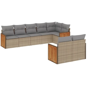 vidaXL Salon de jardin avec coussins 8 pcs beige résine tressée pas cher
