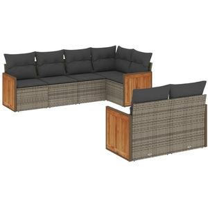 vidaXL Salon de jardin avec coussins 7 pcs gris résine tressée pas cher