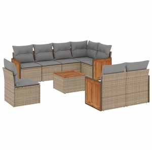 vidaXL Salon de jardin avec coussins 8 pcs beige résine tressée pas cher