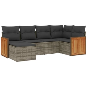 vidaXL Salon de jardin 6 pcs avec coussins gris résine tressée pas cher