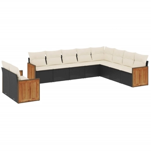 vidaXL Salon de jardin 11 pcs avec coussins noir résine tressée pas cher