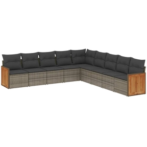 vidaXL Salon de jardin 9 pcs avec coussins gris résine tressée pas cher