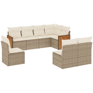 vidaXL Salon de jardin avec coussins 8 pcs beige résine tressée pas cher