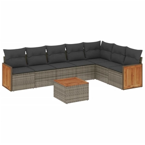 vidaXL Salon de jardin 8 pcs avec coussins gris résine tressée pas cher