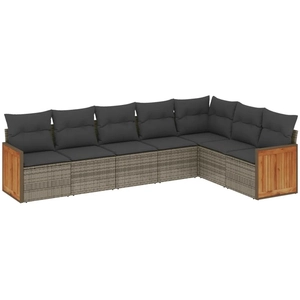 vidaXL Salon de jardin avec coussins 7 pcs gris résine tressée pas cher