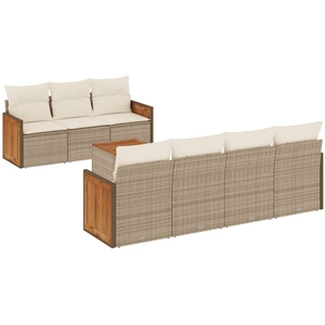 vidaXL Salon de jardin avec coussins 8 pcs beige résine tressée pas cher