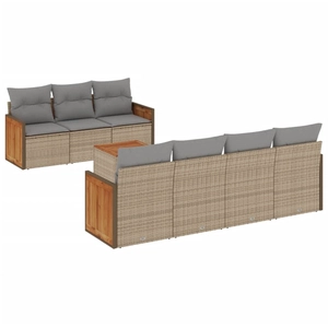 vidaXL Salon de jardin avec coussins 8 pcs beige résine tressée pas cher