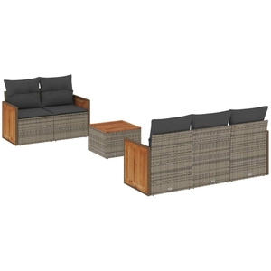 vidaXL Salon de jardin 6 pcs avec coussins gris résine tressée pas cher
