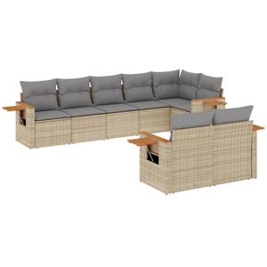 vidaXL Salon de jardin avec coussins 8 pcs beige résine tressée pas cher