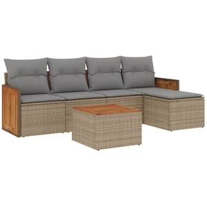 vidaXL Salon de jardin avec coussins 5 pcs beige résine tressée pas cher