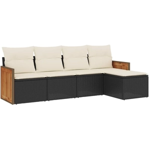 vidaXL Salon de jardin 6 pcs avec coussins noir résine tressée pas cher